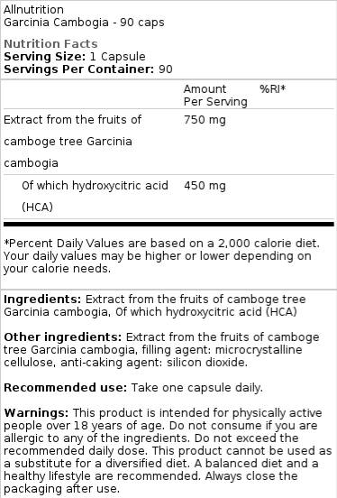 Garcinia Cambogia 750mg | of which 450 mg HCA - 90 capsules - Nutra Best Europe