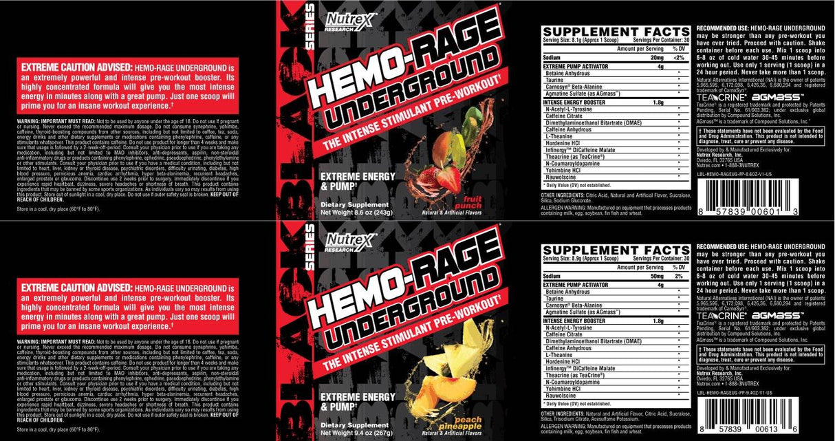 Hemo Rage Underground - 243 grams - Nutra Best Europe