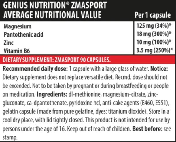 ZMA Sport - 90 capsules - Nutra Best Europe