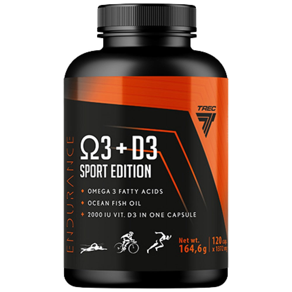 Omega 3 + D3 Endurance | Sport Edition 120 Gel capsules - Nutra Best Europe