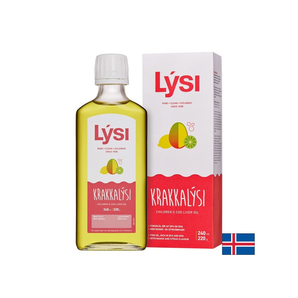 Omega-3 for children and adults 2390 mg (Icelandic cod liver oil), 240 ml, with mango and citrus flavor - Nutra Best Europe