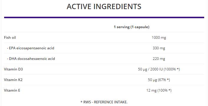 Elite Omega 3 D3 + K2 1000 mg 30 Gel capsules - Nutra Best Europe