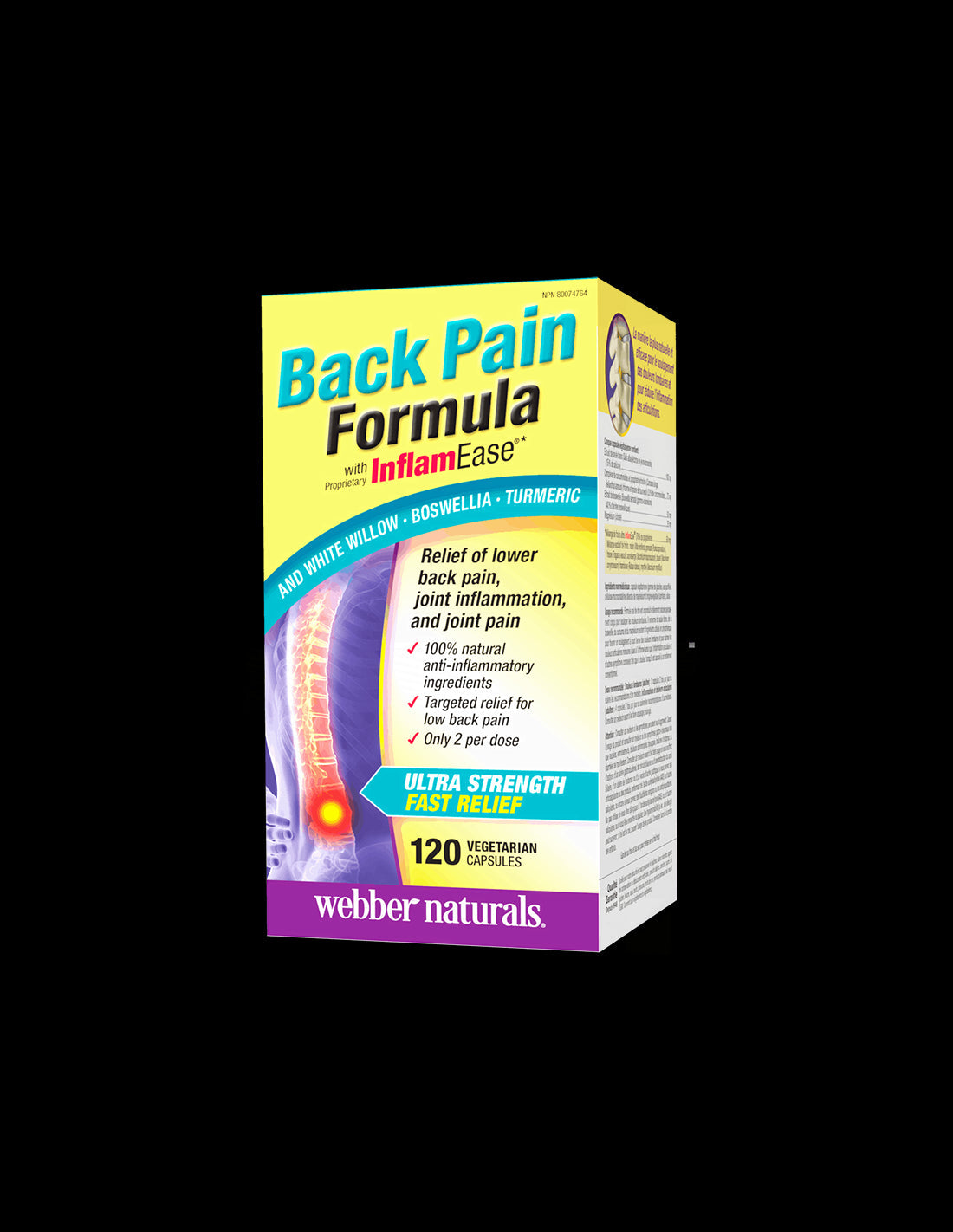 Osteo Back Pain Relief with InflamEase®/ Formula for back and joint pain x 120 capsules - Nutra Best Europe