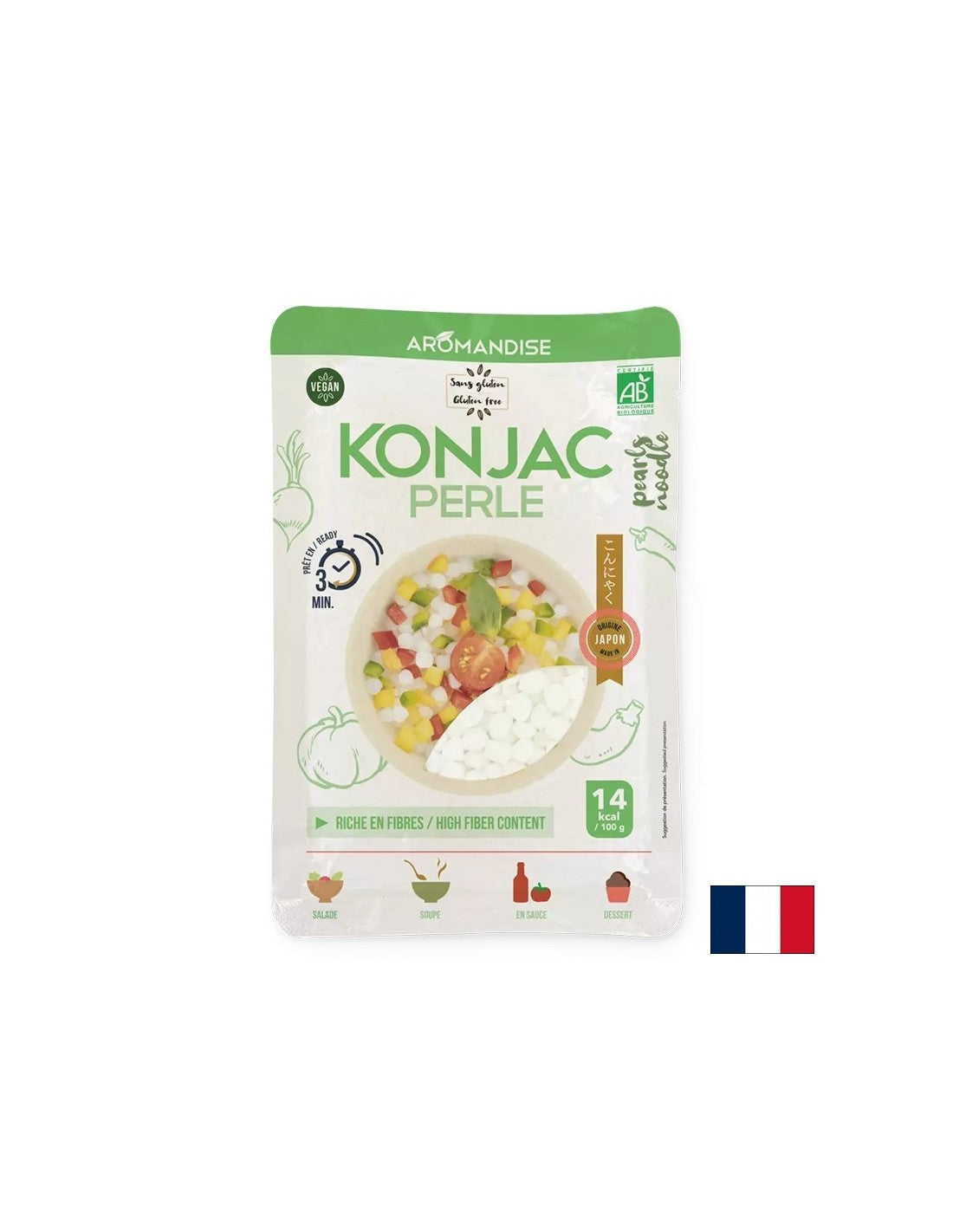 Dietary gluten-free pearls – 3 minutes cooking - From konjac flour and rice flour, 150 g - Nutra Best Europe