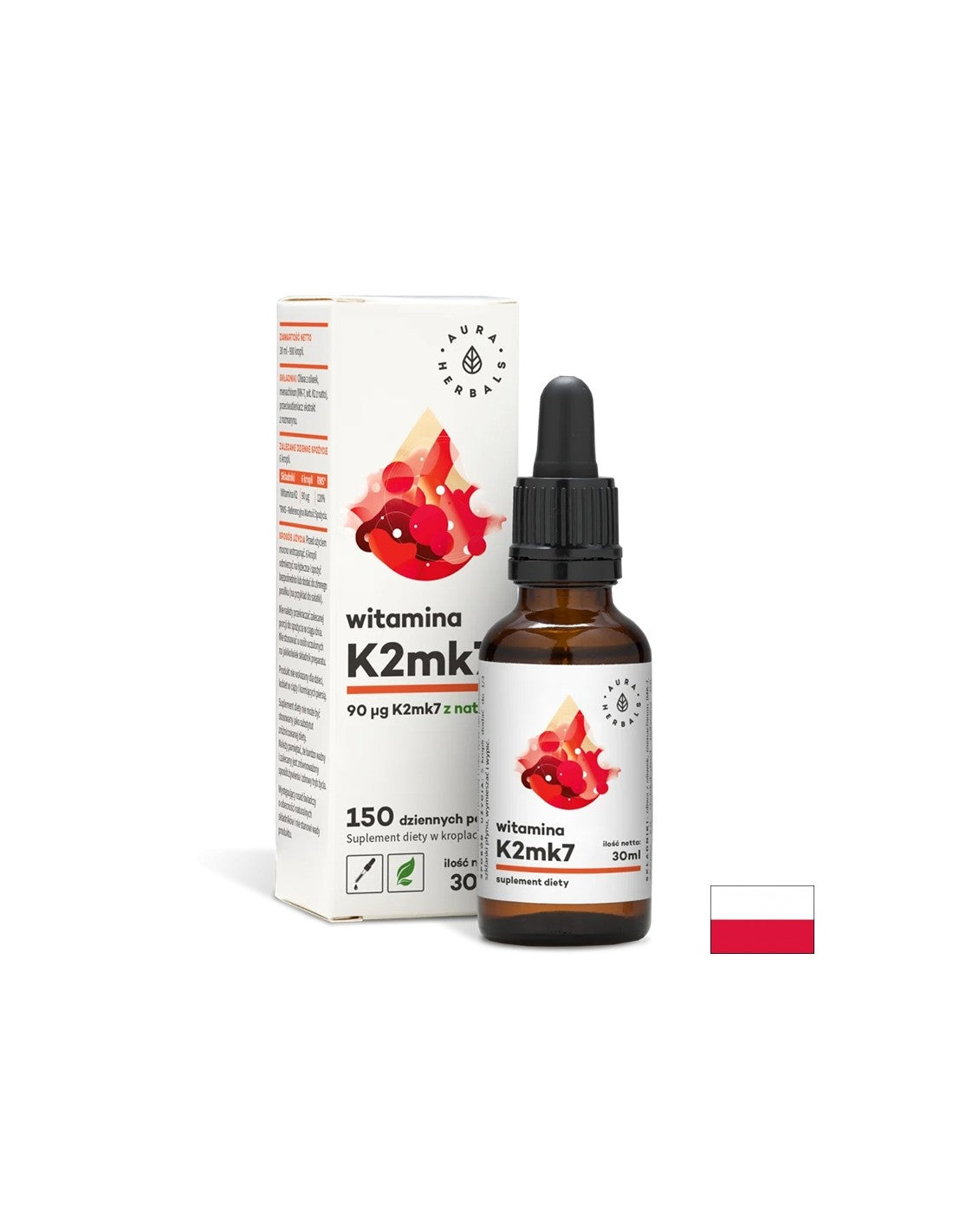 Improves bone density - Vitamin K2 (MK7), 30 ml drops Aura Herbals - Nutra Best Europe