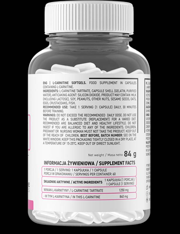 L-Carnitine 1250 mg 60 capsules - Nutra Best Europe