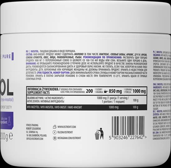 Inositol / Myo-Inositol Powder 200 grams - Nutra Best Europe