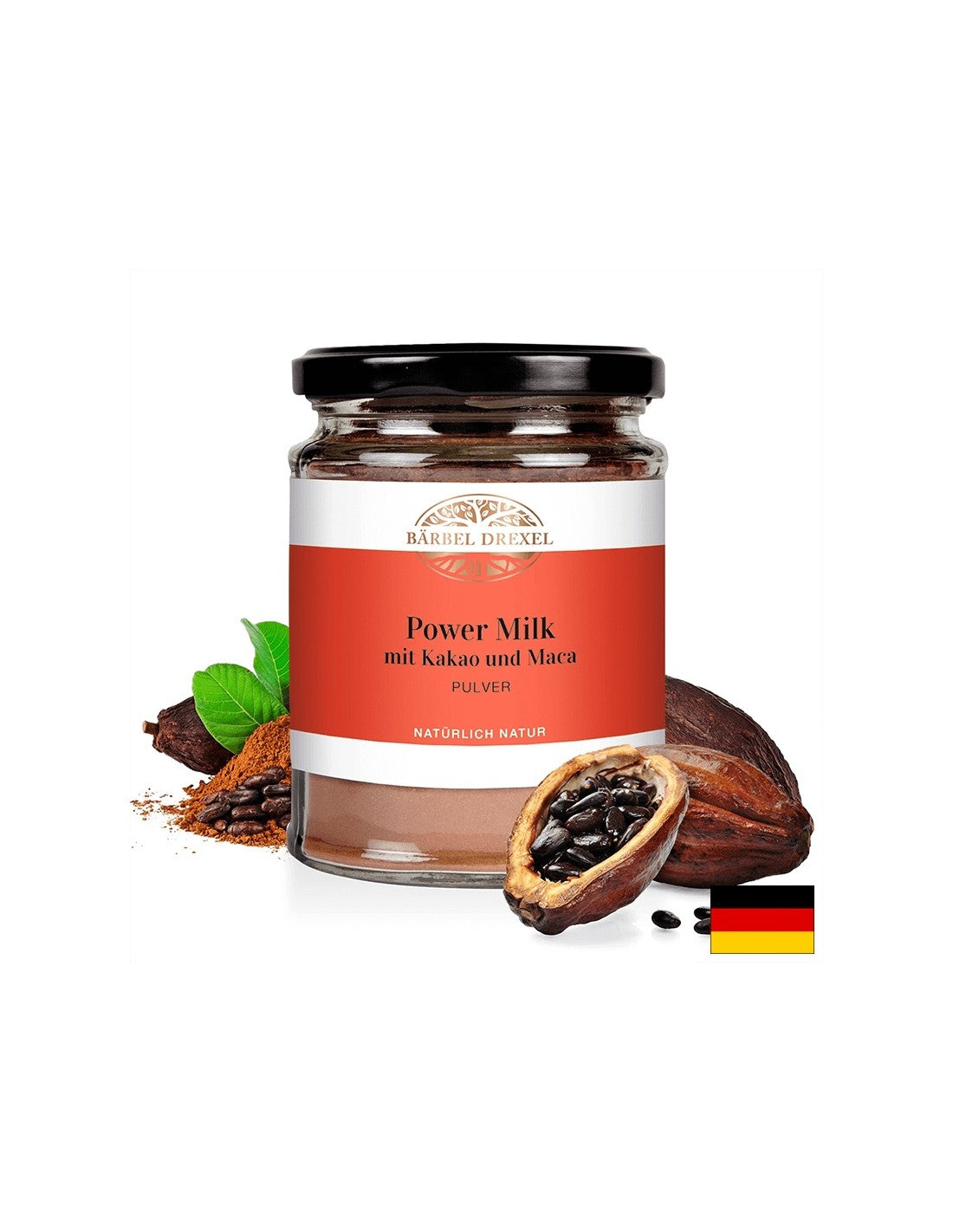 Power Milk mit Kakao und Maca Pulver / Energizing milk with cocoa, maca and cinnamon / Powder, 120 g Bärbel Drexel - Nutra Best Europe