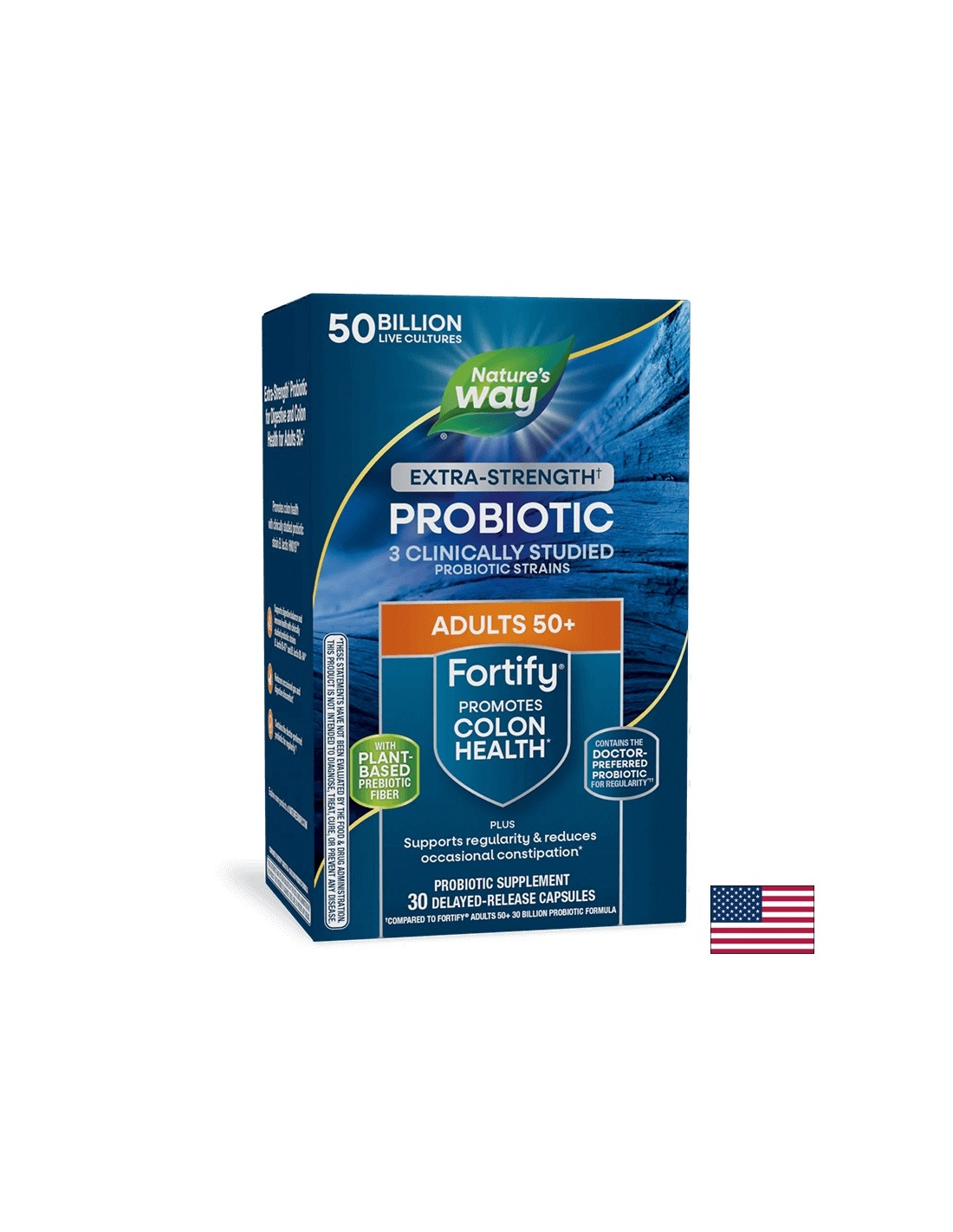 Probiotic + prebiotics 50+ high dose - Fortify Age 50+ Probiotic Extra Strength, 50 billion active probiotics, 30 capsules - Nutra Best Europe