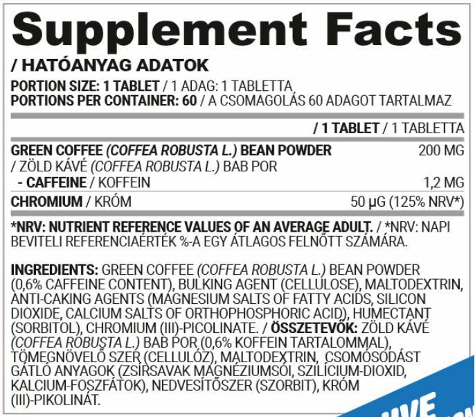 Green Coffee + Chromium - 30 Tablets - Nutra Best Europe