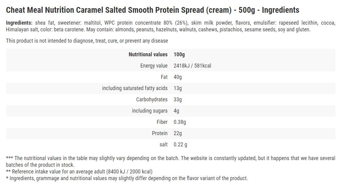 Protein Spread / Salted Carmel - 500 grams - Nutra Best Europe