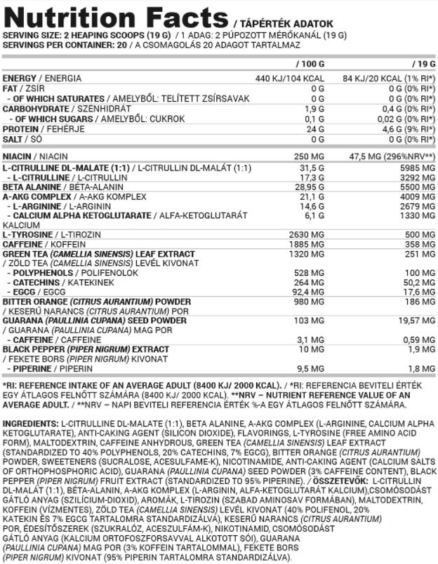 Limitless Dark | Fat Burning Pre-Workout Formula - 380 grams - Nutra Best Europe