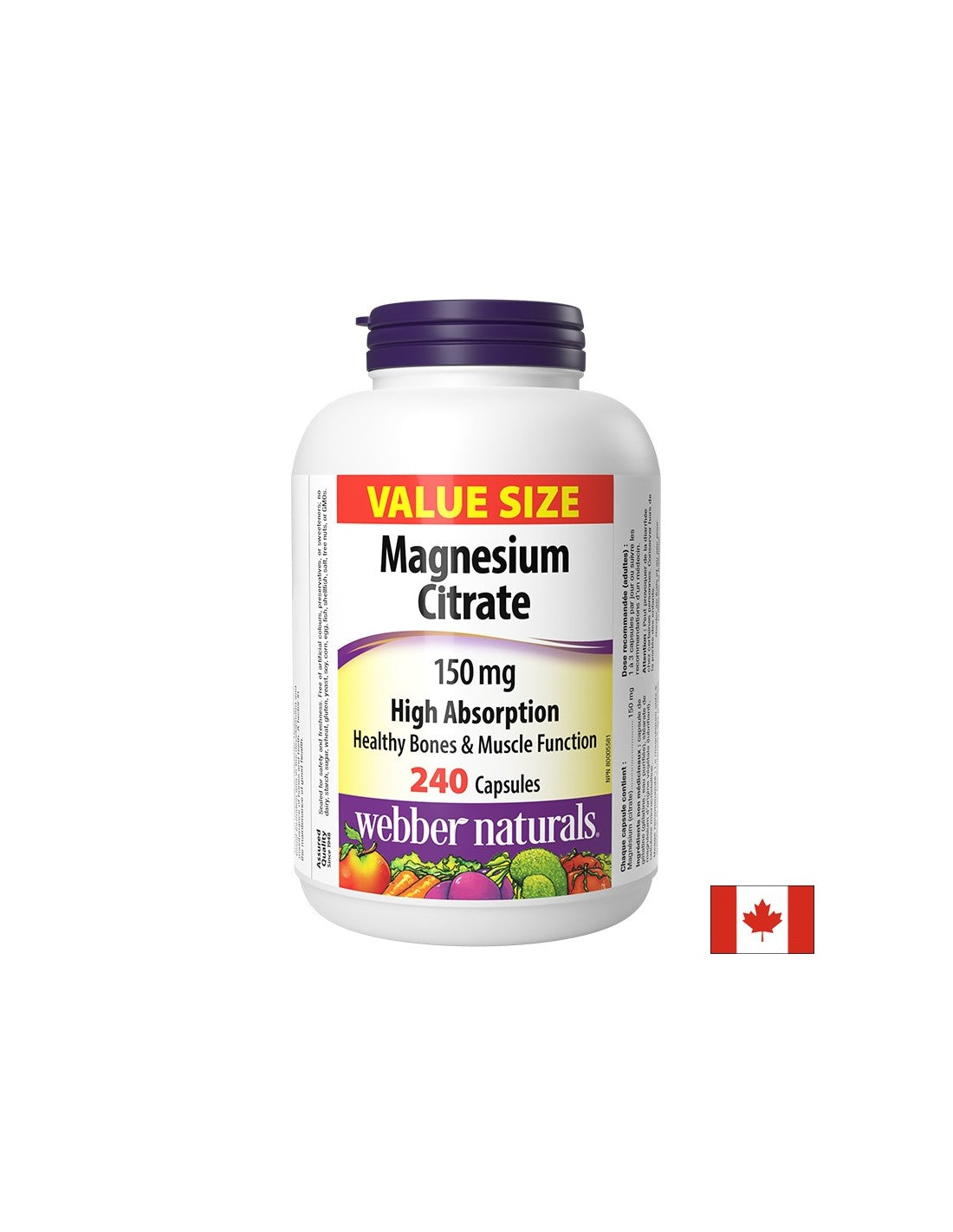 Muscle and nervous system relaxation - Magnesium citrate (with high absorption) 150 mg, 240 capsules - Nutra Best Europe