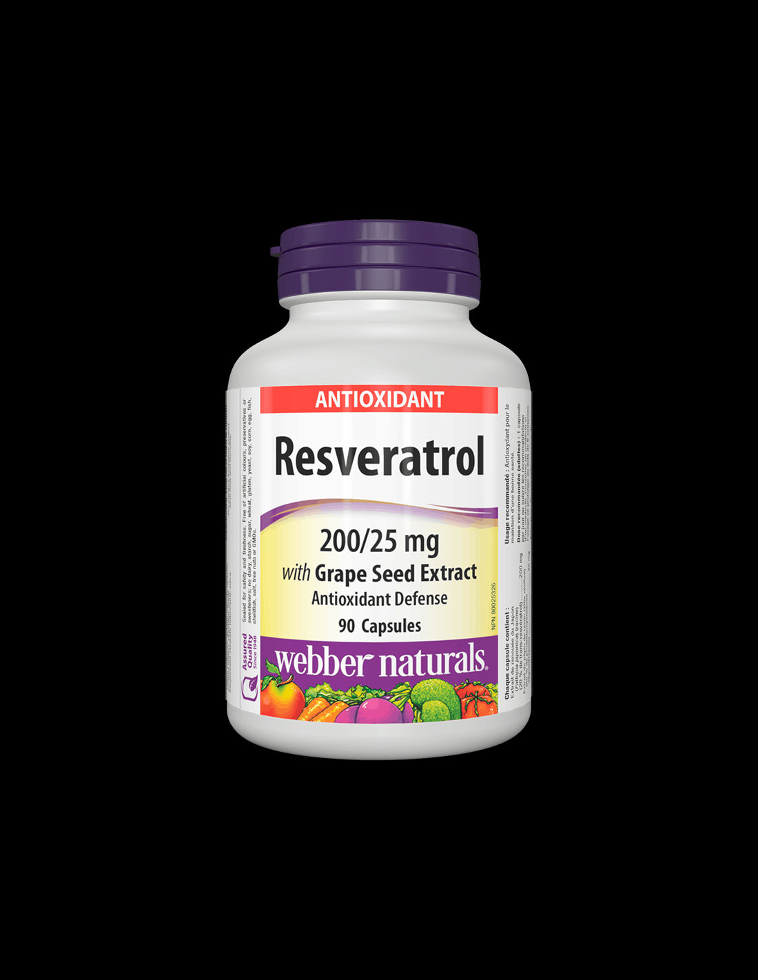 Resveratrol with Grape Seed Extract/ Resveratrol 200 mg with Grape Seed 25 mg x 90 capsules Webber Naturals - Nutra Best Europe