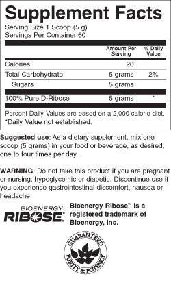 100% Pure Ribose Powder 300 grams - Nutra Best Europe