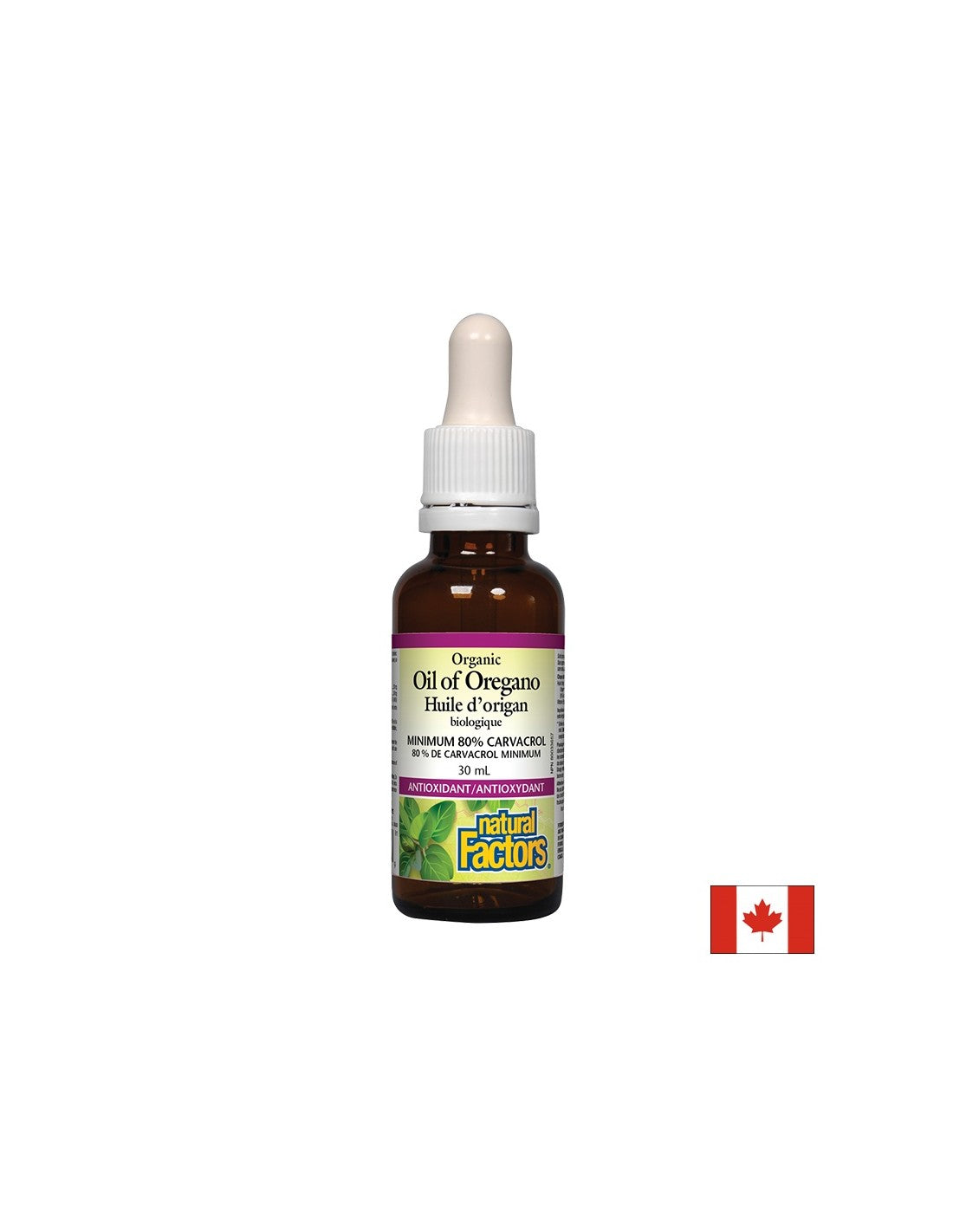 Oregano oil, organic - Oil of Oregano Organic 30 mg, 187 doses, 30 ml Natural Factors - Nutra Best Europe