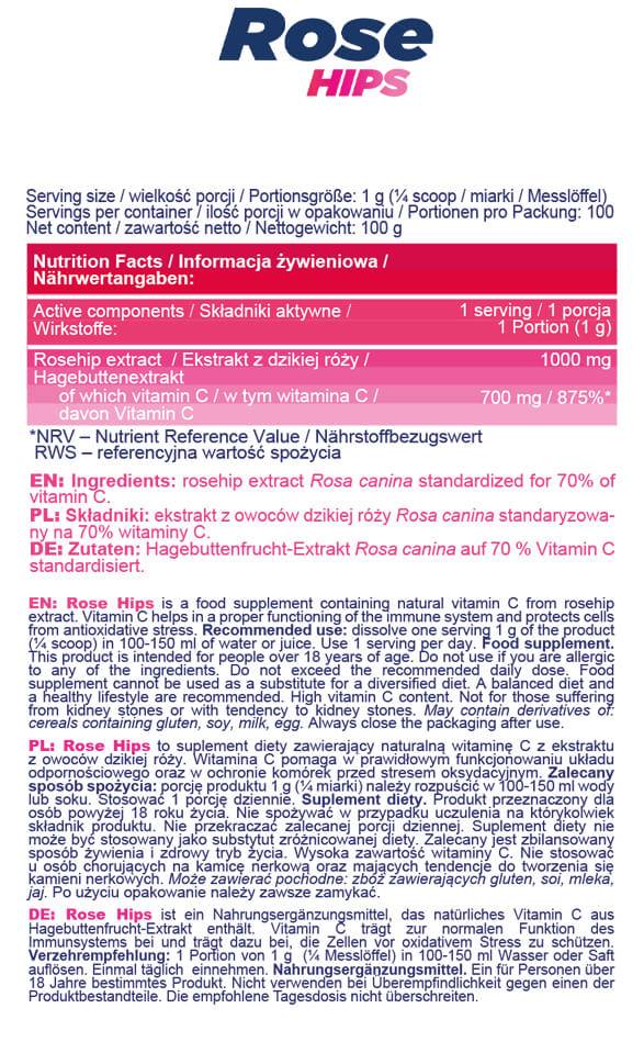 Rose Hips Powder | Natural Vitamin C - 100 grams - Nutra Best Europe