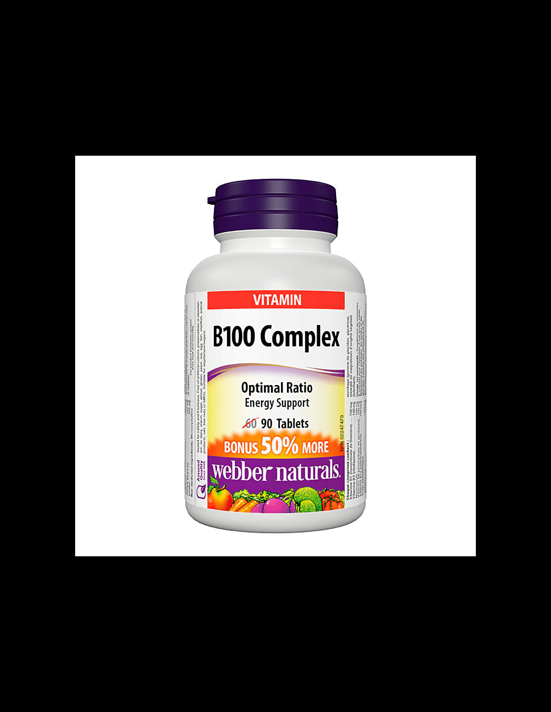 Cardiovascular health, energy, brain activity - Vitamin B100 Complex, 90 tablets - Nutra Best Europe