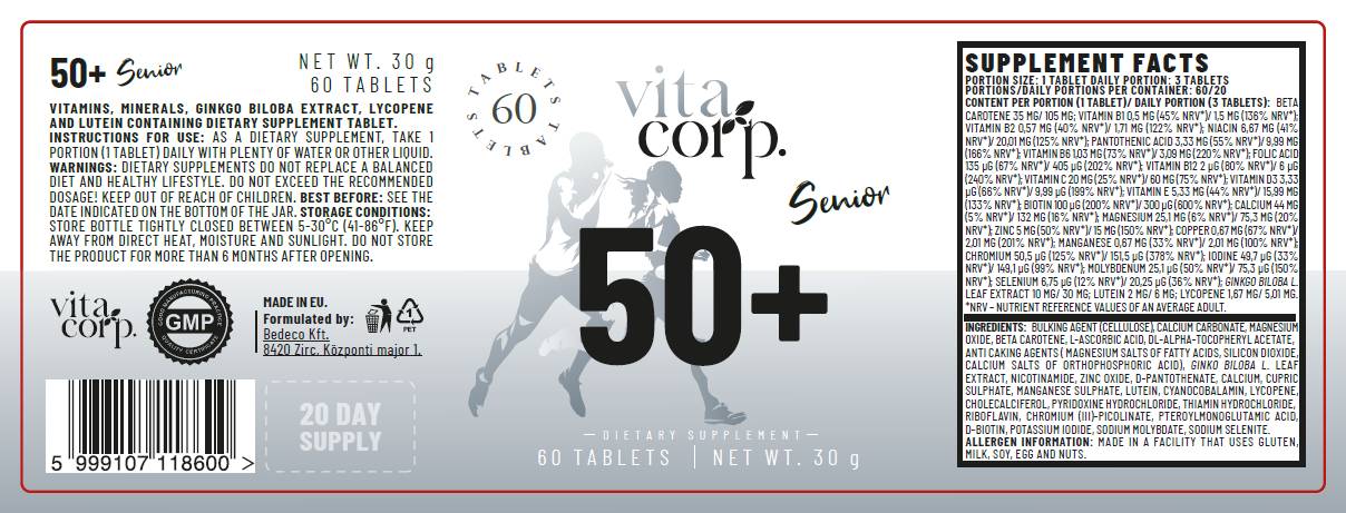 Senior 50+ MultiVitamin - 60 Tablets - Nutra Best Europe