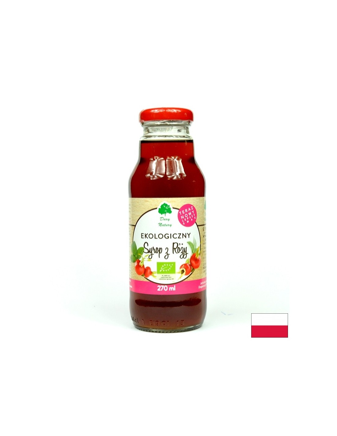 Organic rosehip syrup for adding to drinks and desserts - Heart and immune health, antioxidant, 270 ml - Nutra Best Europe