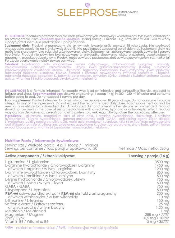 AllDeynn | SleepRose - Night Formula 280 grams - Nutra Best Europe