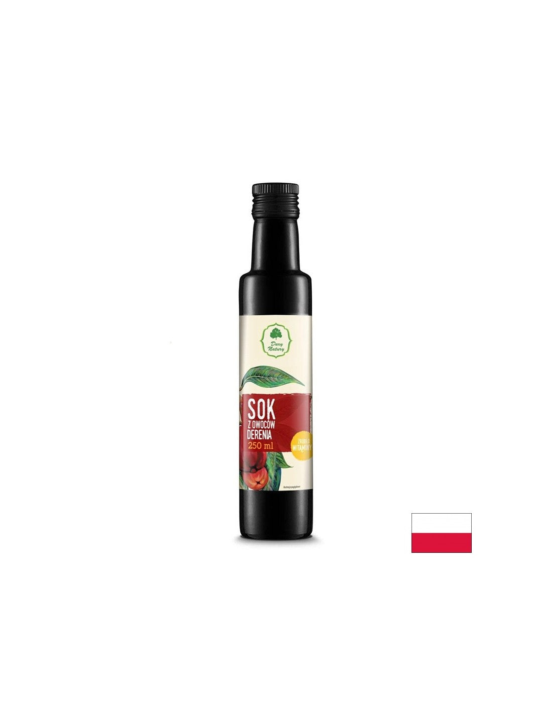 Organic dogwood juice for adding to drinks and meals - With an invigorating and immune-strengthening effect, 250 ml - Nutra Best Europe