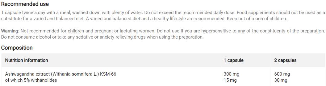 Ashwagandha 600 Sport | KSM-66 - 60 capsules - Nutra Best Europe