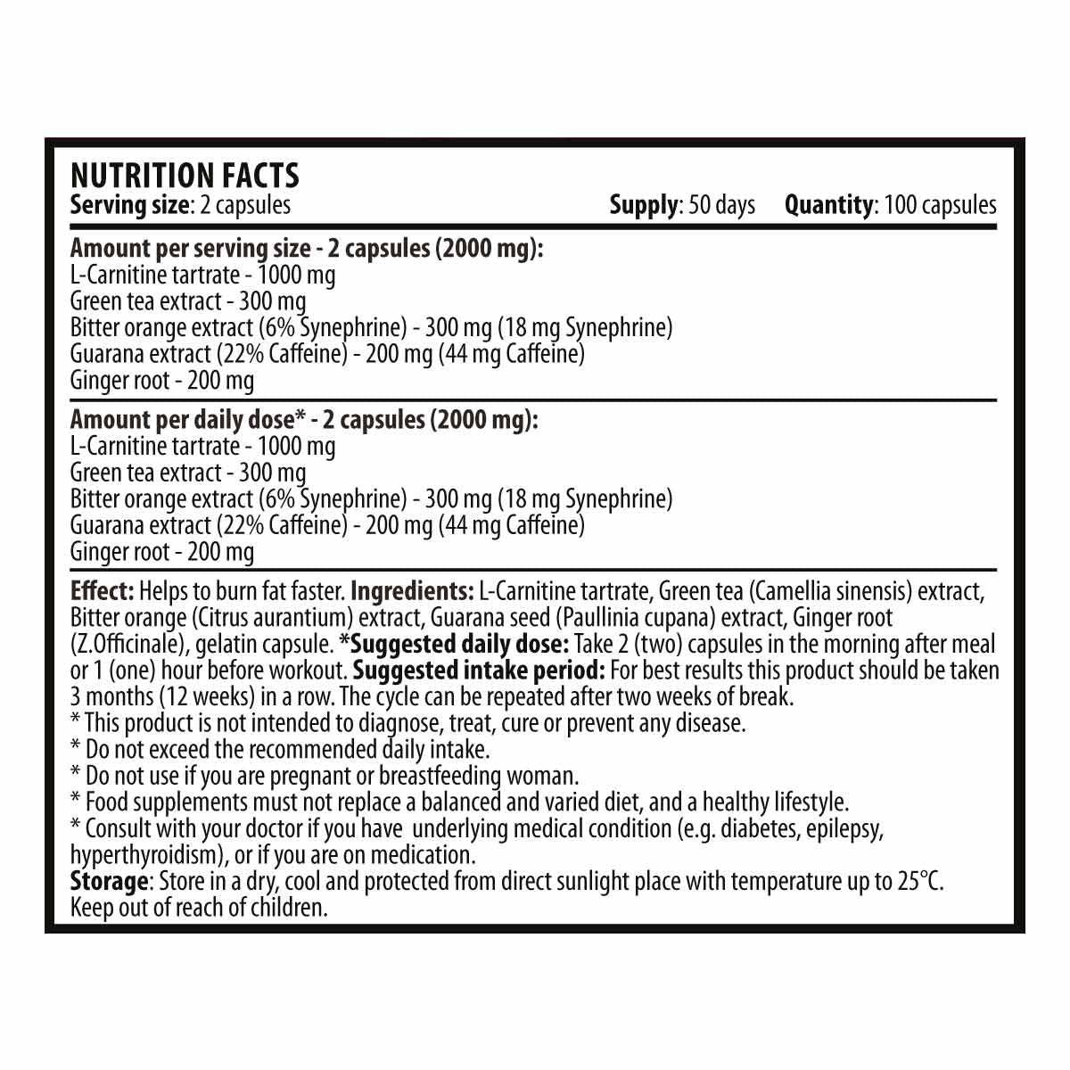 Super Extreme Burner 1000 mg - 100 capsules - Nutra Best Europe