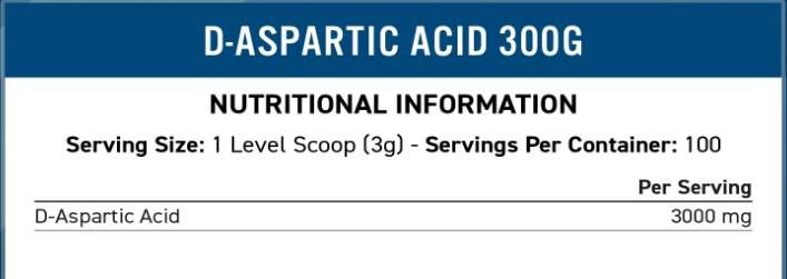 D-Aspartic Acid Powder 3000 mg - 300 grams - Nutra Best Europe