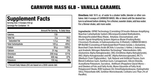 Carnivor Mass / Beef Gainer - 2724 grams - Nutra Best Europe