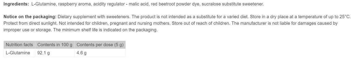 Glutamine Powder / Fermented - 500 grams - Nutra Best Europe