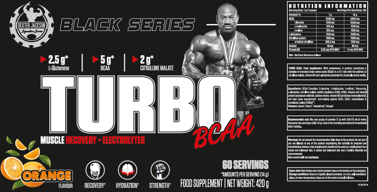 Black Series | Turbo BCAA Muscle Recovery & Electrolytes - 420 grams - Nutra Best Europe