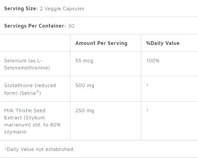 Glutathione + Milk Thistle - 60 capsules - Nutra Best Europe