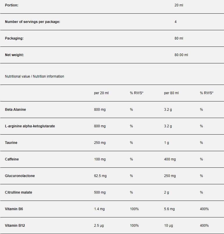 Pump Kick Shot - 80 ml - Nutra Best Europe