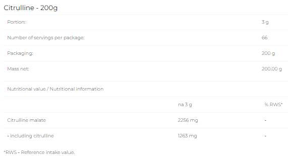 Citrulline Powder - 200 grams - Nutra Best Europe