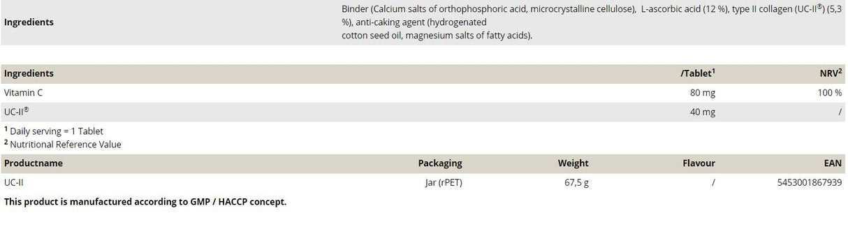 UC-II Type Collagen - 90 Tablets - Nutra Best Europe