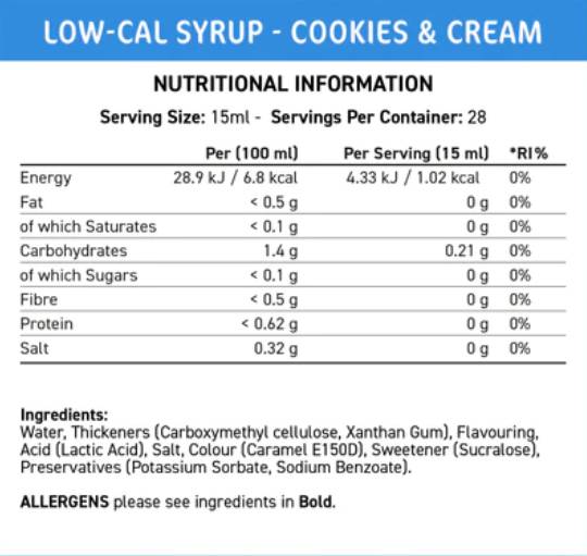 Fit Cuisine Low-Cal Syrup | Cookies & Cream - 425 ml - Nutra Best Europe