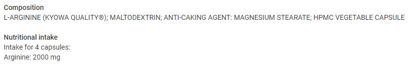 Arginine Kyowa® 2000 mg - 120 capsules - Nutra Best Europe