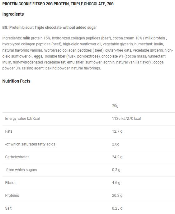 Soft Protein Cookie | with 8g Collagen & No Added Sugar -x 70 grams - Nutra Best Europe