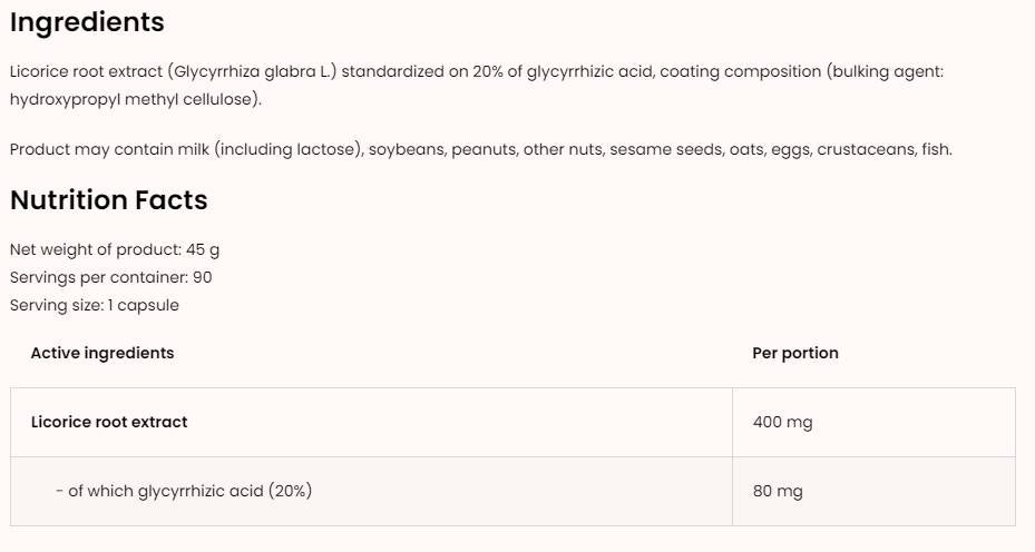 Licorice 400 mg / Vege 90 capsules - Nutra Best Europe