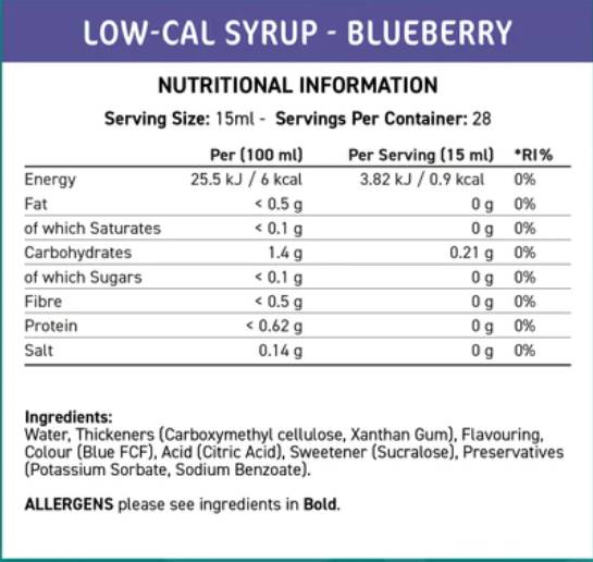 Fit Cuisine Low-Cal Syrup | Blueberry - 425 ml - Nutra Best Europe