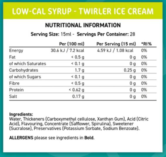 Fit Cuisine Low-Cal Syrup | Twirler Ice Cream - 425 ml - Nutra Best Europe