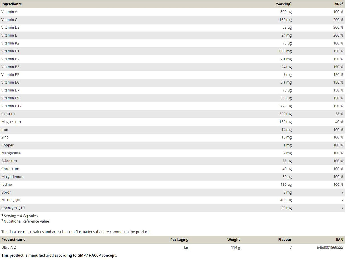 Ultra AZ - 120 capsules - Nutra Best Europe