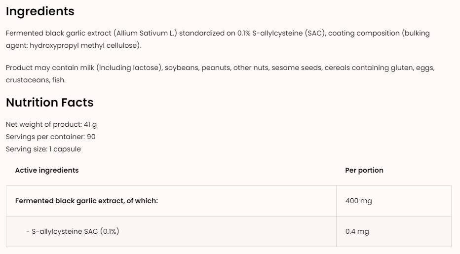 Black Garlic 400 mg | Vege 90 capsules - Nutra Best Europe
