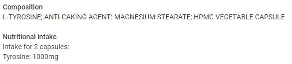 L-Tyrosine 1000 mg - 60 capsules - Nutra Best Europe
