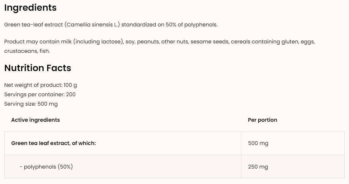 Green Tea Extract / Powder 100 grams - Nutra Best Europe
