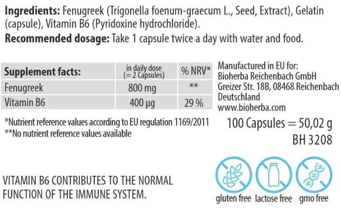 Fenugreek Seed 400 mg - 100 capsules - Nutra Best Europe