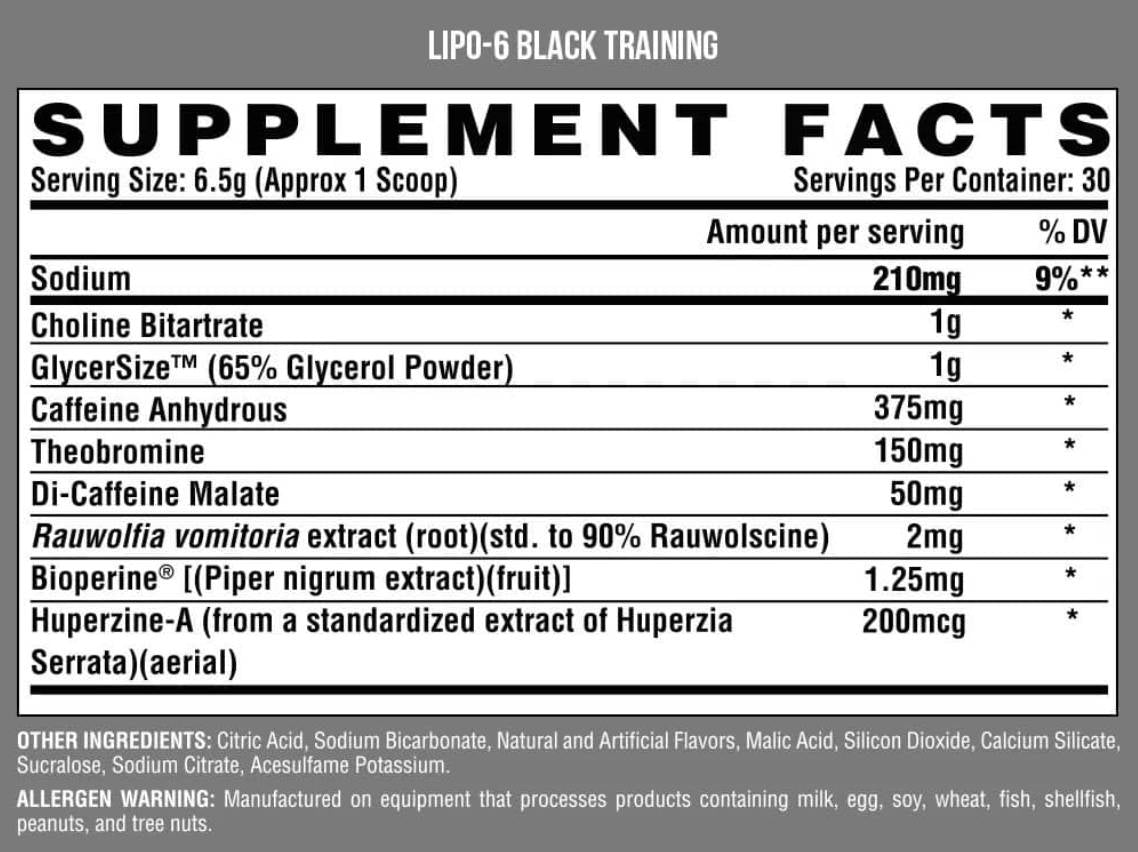 Lipo 6 Black Training / Pre-Workout - 264 grams - Nutra Best Europe