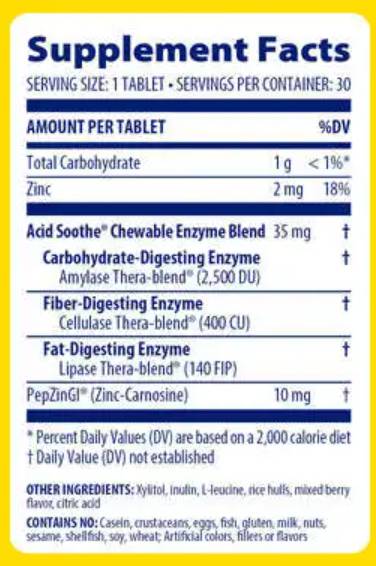 Acid Soothe Chewable - 60 Chewable Tablets - Nutra Best Europe