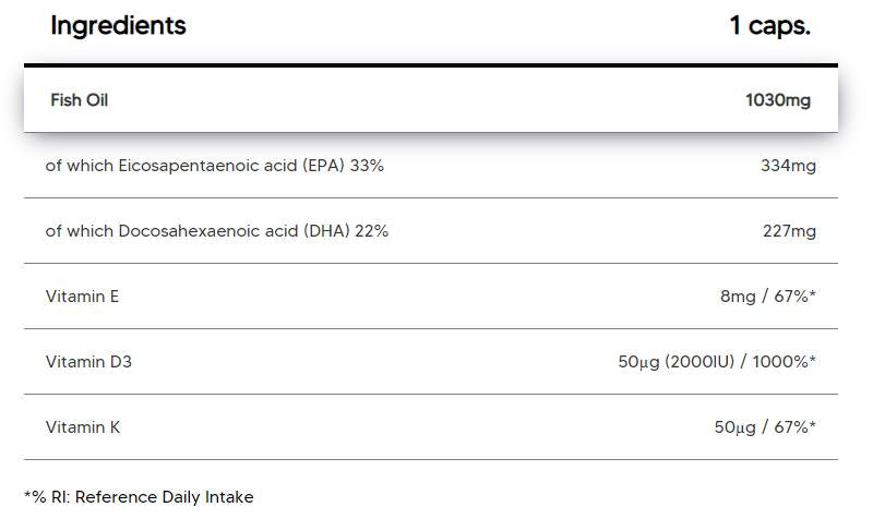 Omega 3 + D3 + K2 + E 60 capsules - Nutra Best Europe